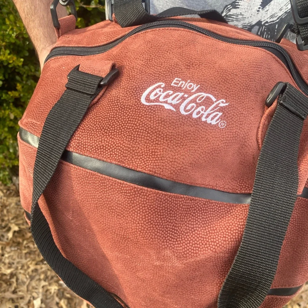 Rare 90s Textured Coca Cola Basketball Shaped Novelty Gym Bag